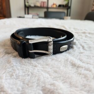 Awesome Docker's Men's Leather Belt with Silver Buckle and Metal Pieces Black